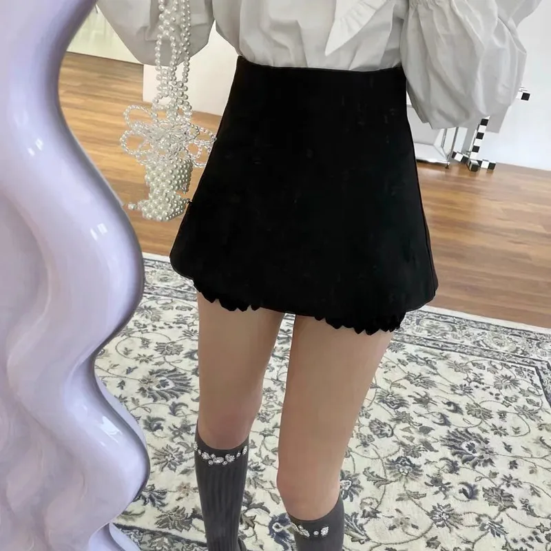 

Skirt women new 2021 new south Korean chic design exposed lace divided skirts in summer