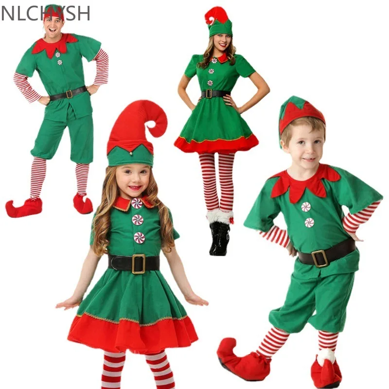 

2022 green Elf Girls christmas Costume Festival Santa Clause for Girls New Year chilren clothing Fancy Dress Xmas Party Dress