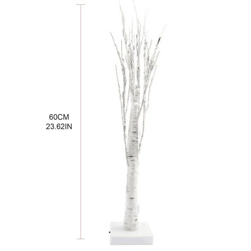 

2021 New 60cm 24 Lamp Beads Simulation LED White Birch Tree Lights Decoration Night Lamp
