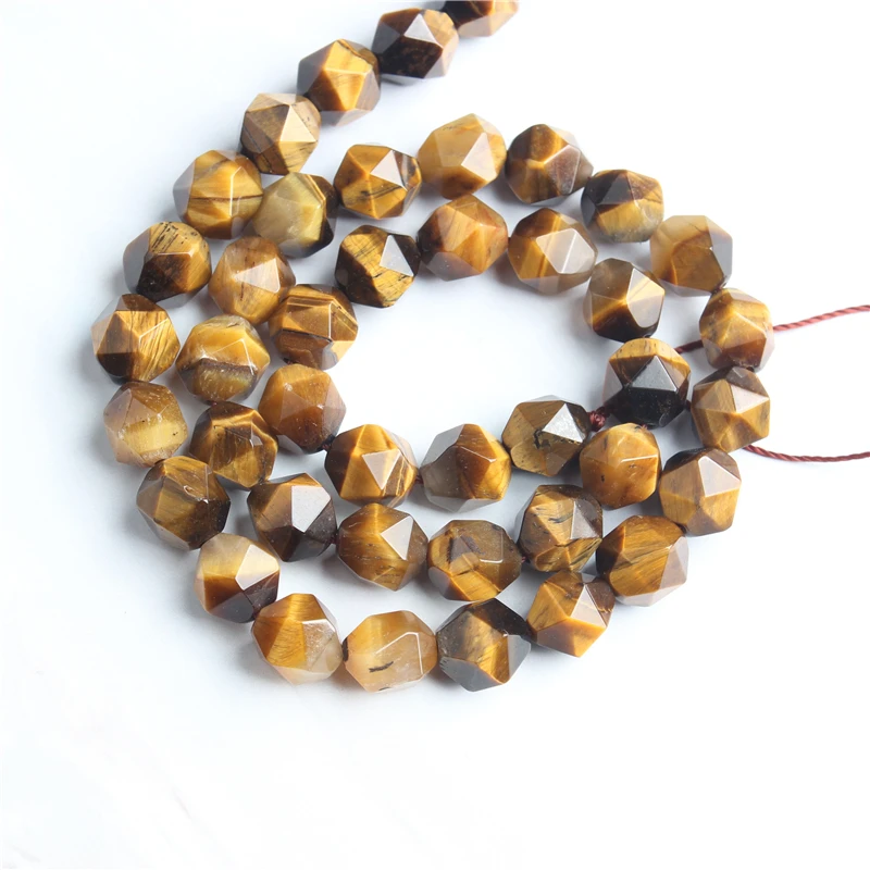 

LIngXiang 6/8/10/12mm naturally carves small flat Yellow tiger eye loose beads for jewelry DIY stone bracelets and necklaces