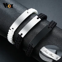 vnox men bracelets with personalized custom name date initial quote engraving length adjustable rope cord unisex jewelry