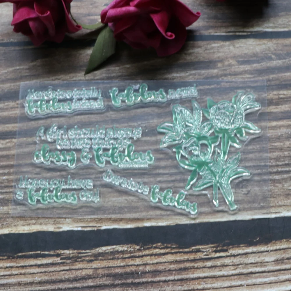 

Flower Blessing Word Clear Stamps For DIY Scrapbooking Decorative Card Making Crafts Fun Decoration Supplies