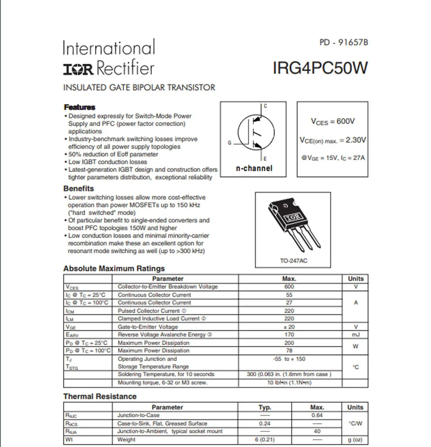 IRG4PC50W G4PC50W TO247 100% оригинальный новый диодный транзистор Schottky|capacitive| |