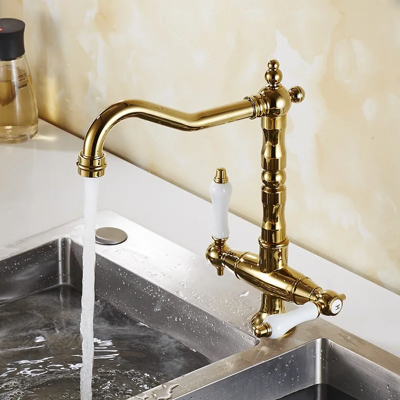 Смеситель горячей и холодной воды на палубе с двумя ручками смесители для