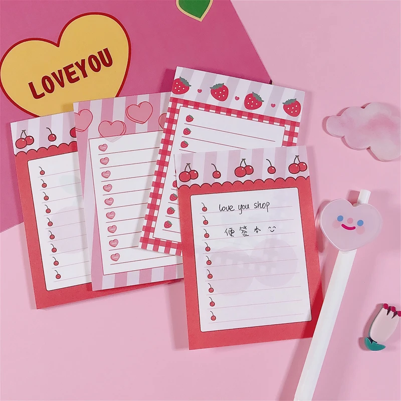 30 листов/упаковка Kawaii корейский INS Lovey Girl сердце вишня Блокнот N Times Липкие заметки