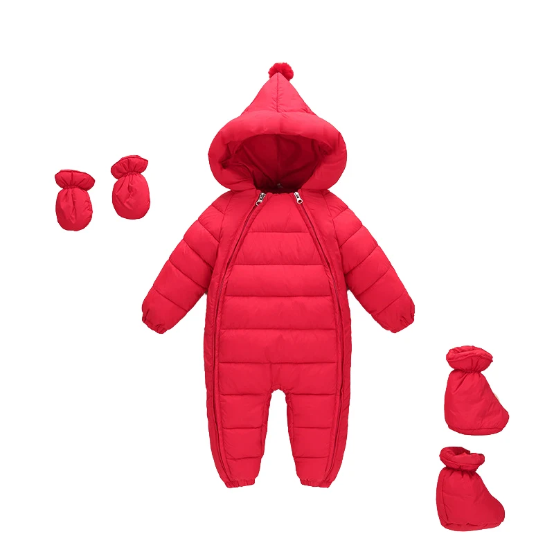 3 шт./лот/партия зимняя плотные Комбинезоны Одежда для новорожденных пуховик