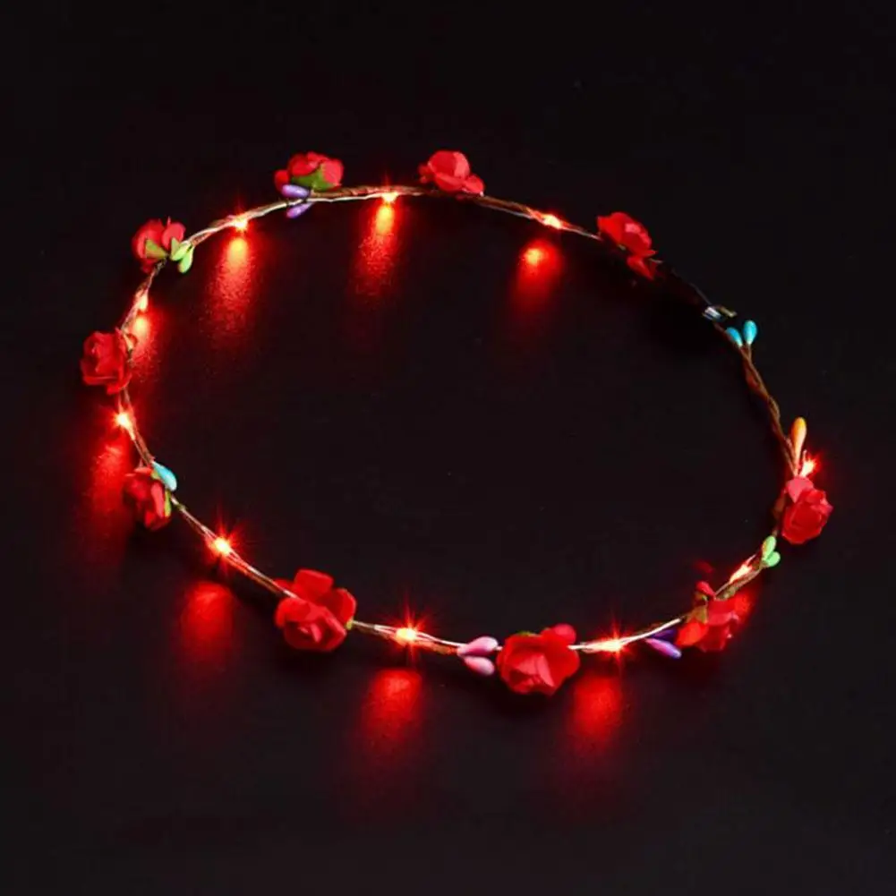 1pc Flower Crown Wreath Luminous 10-LED Hair Wreath Hairband Garland Crown Flower Headband Glowing Wreath For Party Christmas images - 6
