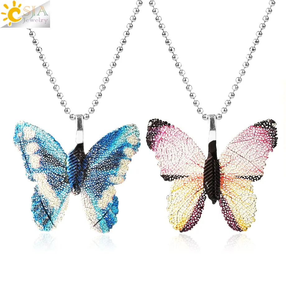 CSJA Разноцветные Подвески в виде бабочек и листьев Φ серебряного цвета с