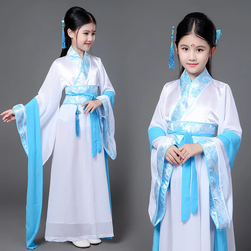 Комплект из 5 предметов красивые детские вечерние Одежда для девочек Hanfu