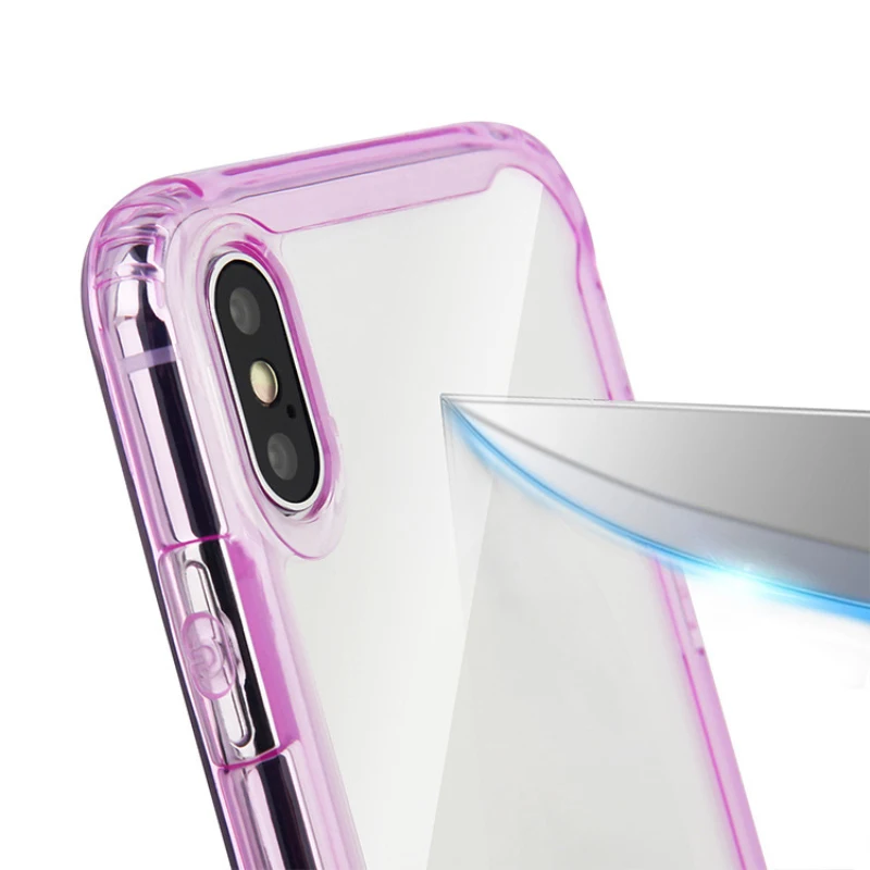 Прозрачный чехол-бампер с рамкой для iphone 11 Pro Max Mini X Xs XR SE2 7 8 Plus гибридный жесткий