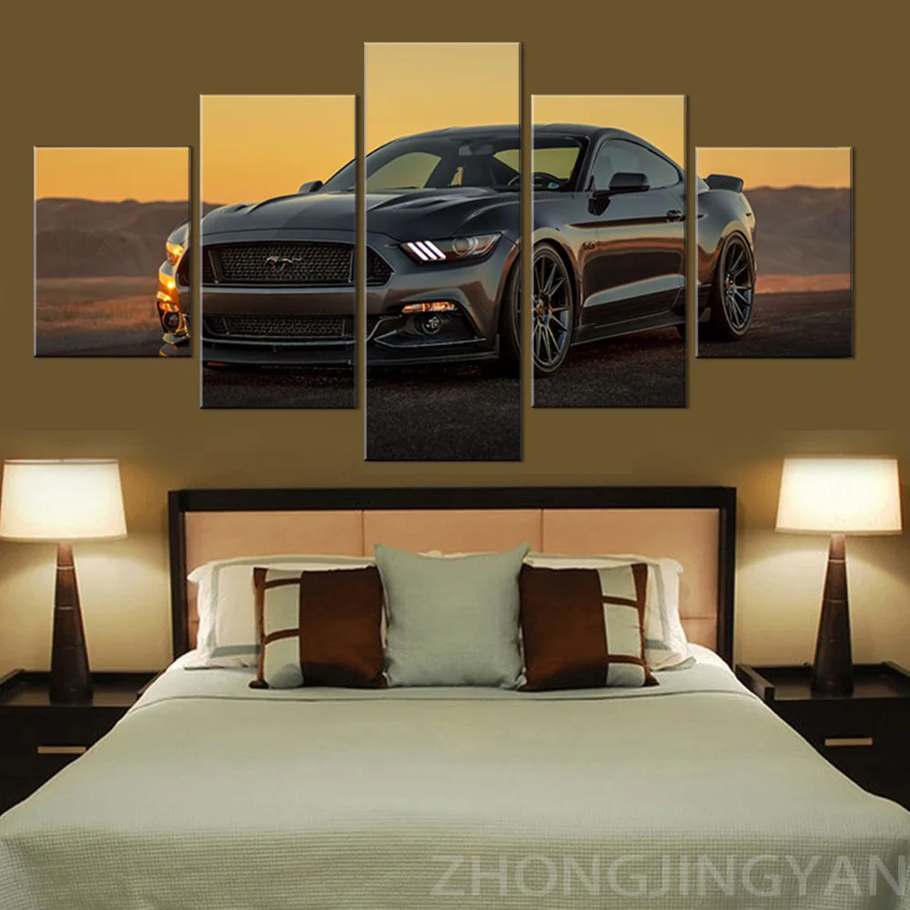 5 шт. HD изображение роскошного автомобиля Черный Ford Mustang постер декоративные