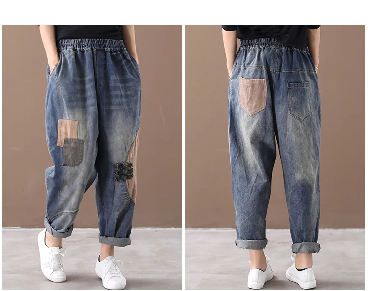 Max LuLu/ корейские модные осенние джинсовые брюки женские штаны-шаровары женские полосатые джинсы в стиле пэчворк Повседневная Уличная Одежда большого размера