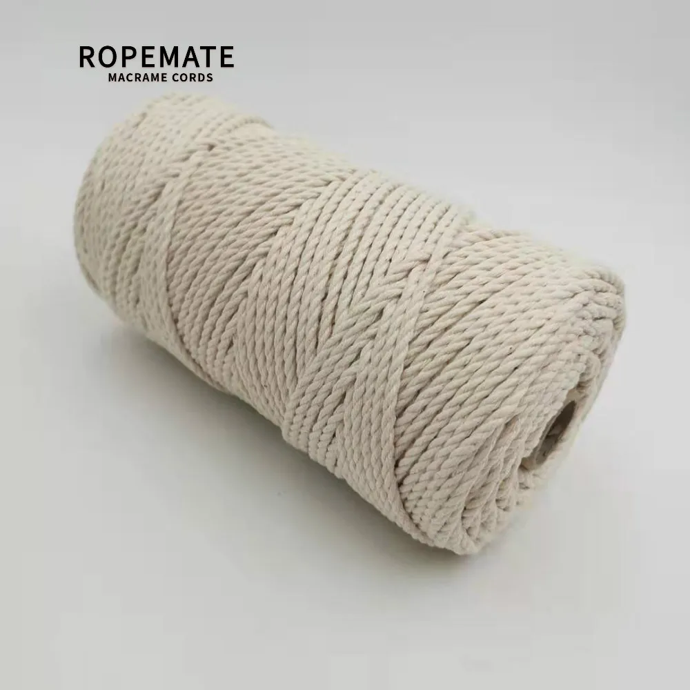 

Stock in USA -3MM 120 Meters BASIC COTTON CORD macrame handmade DIY rope - 3 STRAND - NATURAL COLOR