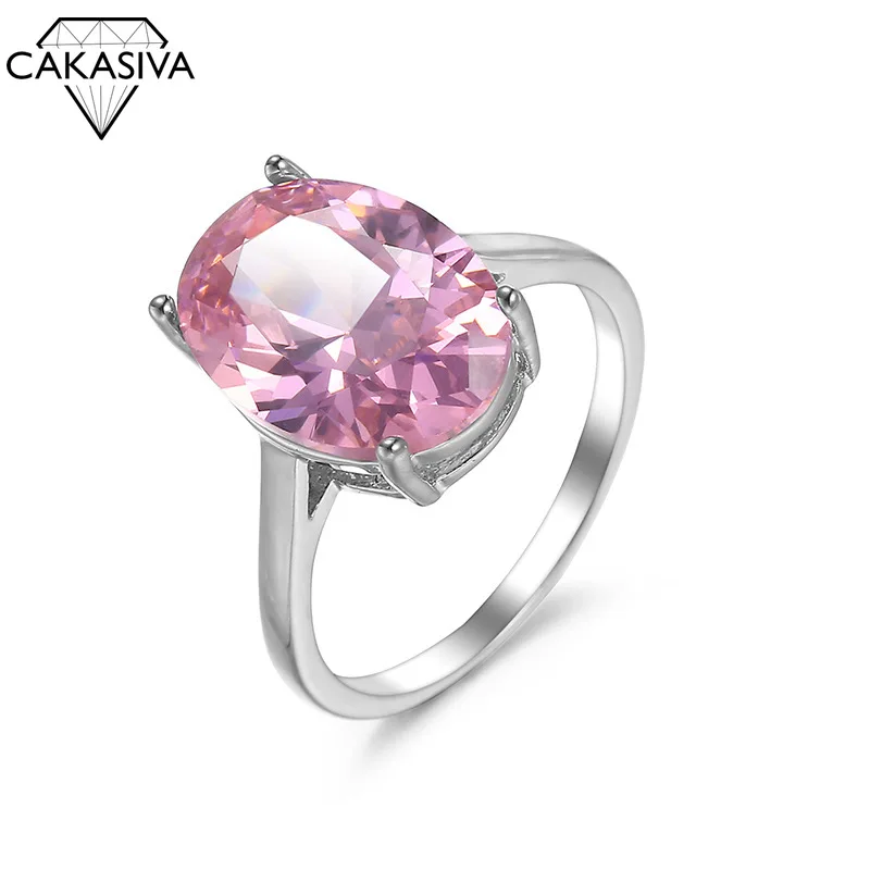 

Women's 925 Silver Inlaid Pink Zircon Ring Simple and Generous Jewelry Engagement Wedding Party Gifts
