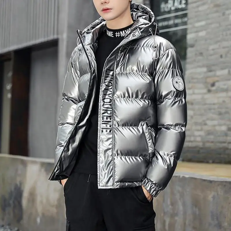 Silver Light-reflecting Jackets For Mens Style Black Winter Down Jackets Fashion Stylish Bomber Teenage Coats Young Padded Parka