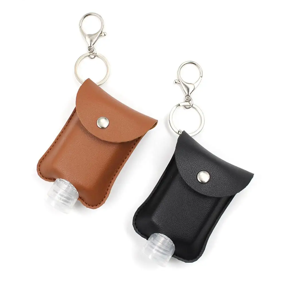 2 унции/60 мл бутылка для путешествий с брелоком и кожаным держателем пустые