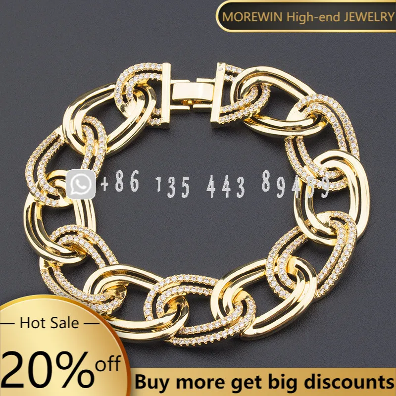 

2021 Hollow Tide Brand Golden Rock Small Size European And American Geometric Men's Decorative Long Nose Bracelet Cuban Chain