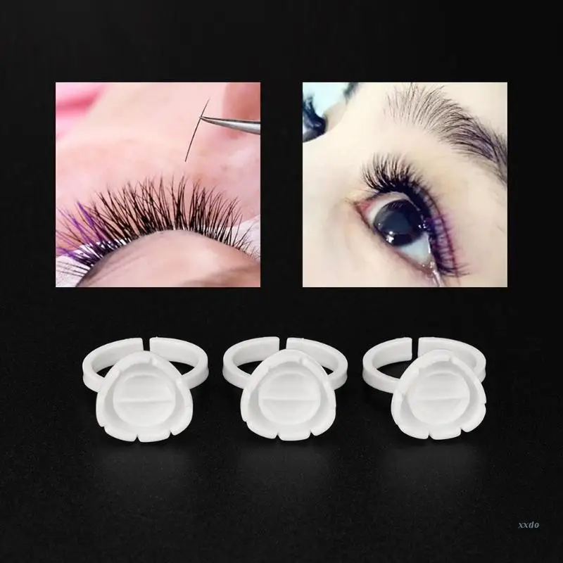 100Pcs Lash Glue Holder Ring Cups Extension Volume Lashes Quick Blossom 2 Methods of Use White/Pink/Green | Красота и здоровье