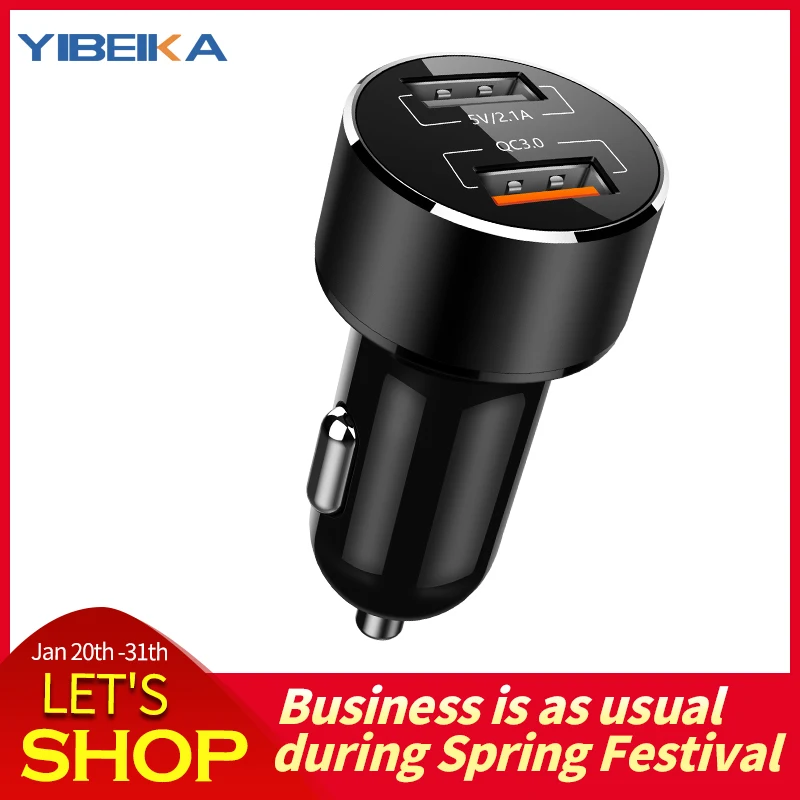 Yibeika 18w car charger fast charging Q3.0 usb for iPhone 11 Huawei Samsung mobile pwireless | Мобильные телефоны и