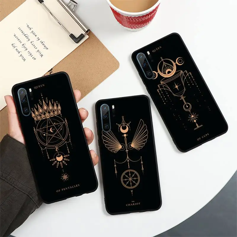 

Tarot Cards Tattoo pattern Phone Case For Huawei honor Mate 10 20 30 40 i 9 8 pro x Lite P smart 2019 nova 5t