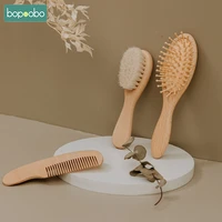 bopoobo baby care 1pc wooden brush comb massage comb wool natural baby care accessories kids head care name can custom