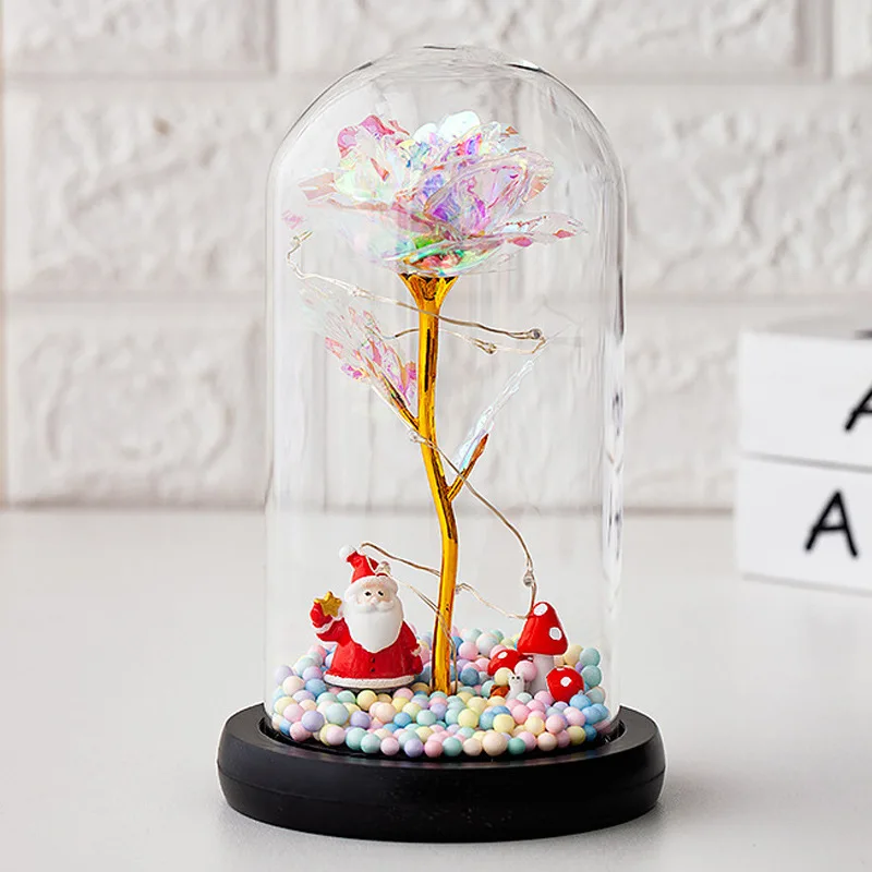 Стеклянный купол с красными розами в 6 цветах для подарка на День святого