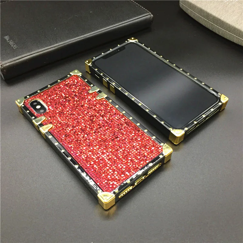 Роскошный брендовый чехол с Пчелкой для iPhone XS Max 12 PRO X XR 6 6S Plus квадратный блестящий