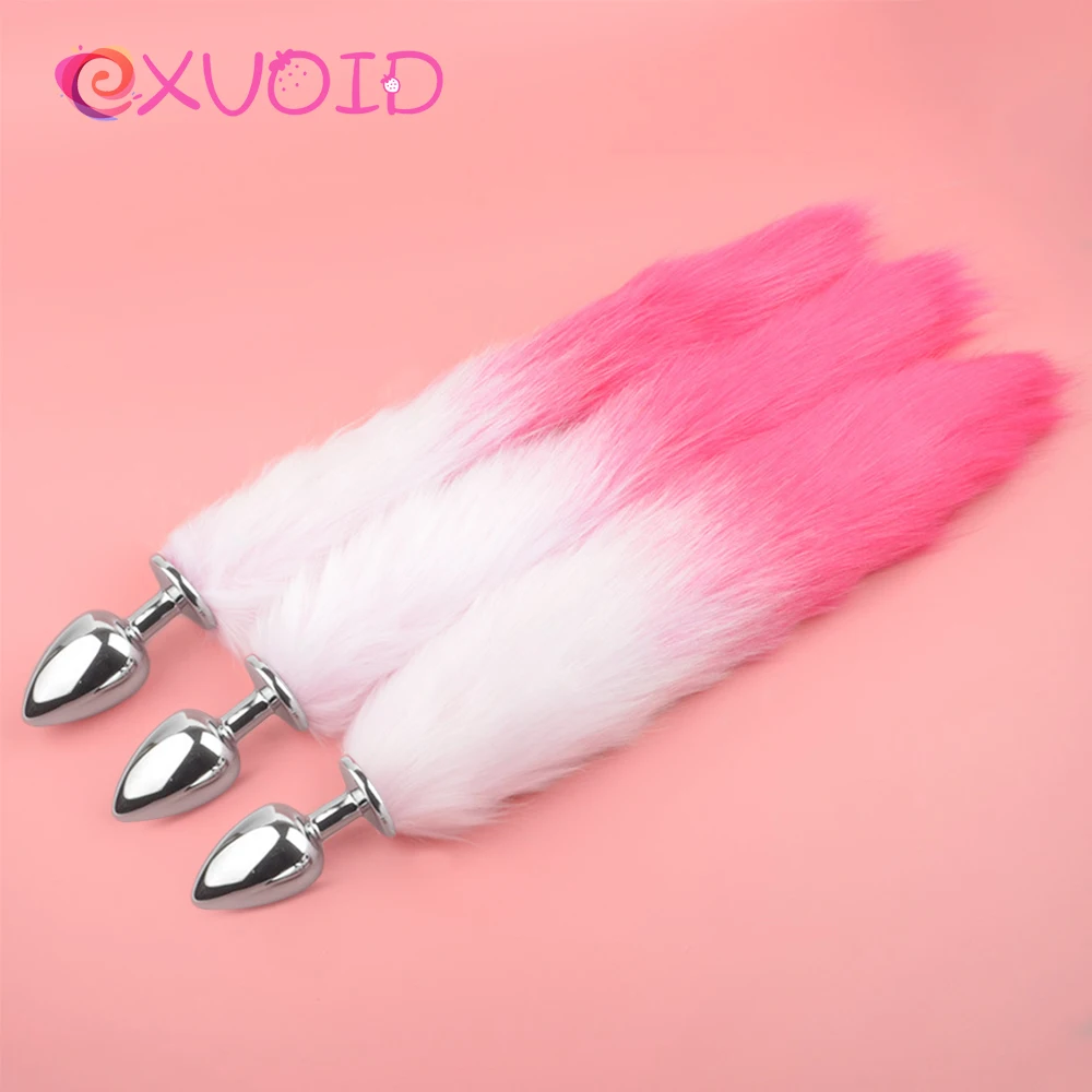 Анальная пробка EXVOID металлическая БДСМ-ведомая игра ролевая лисий хвост