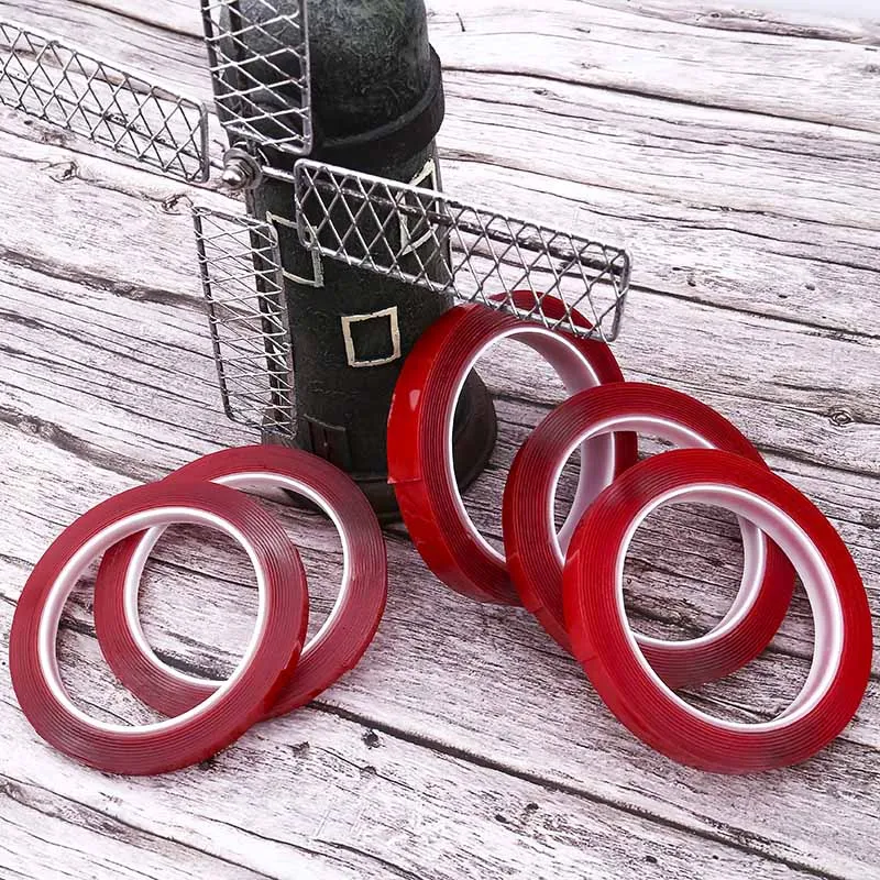 

Red Double Sided Adhesive Tape High Strength Acrylic Gel Transparent No Traces Sticker for Car Auto Interior Fixed