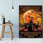 Храм Салема для вайуорда, кот, фермалы и дети, постер на Хэллоуин, черная кошка, художественное искусство на Хэллоуин, плакат тыквы на Хэллоуин