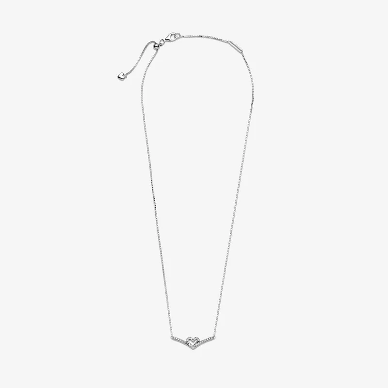 

New Hot Sale 925 Sterling Silver Necklace Crystal Inlaid Zircon Heart Necklace Women Brand Original Valentine's Day Jewelry Gift