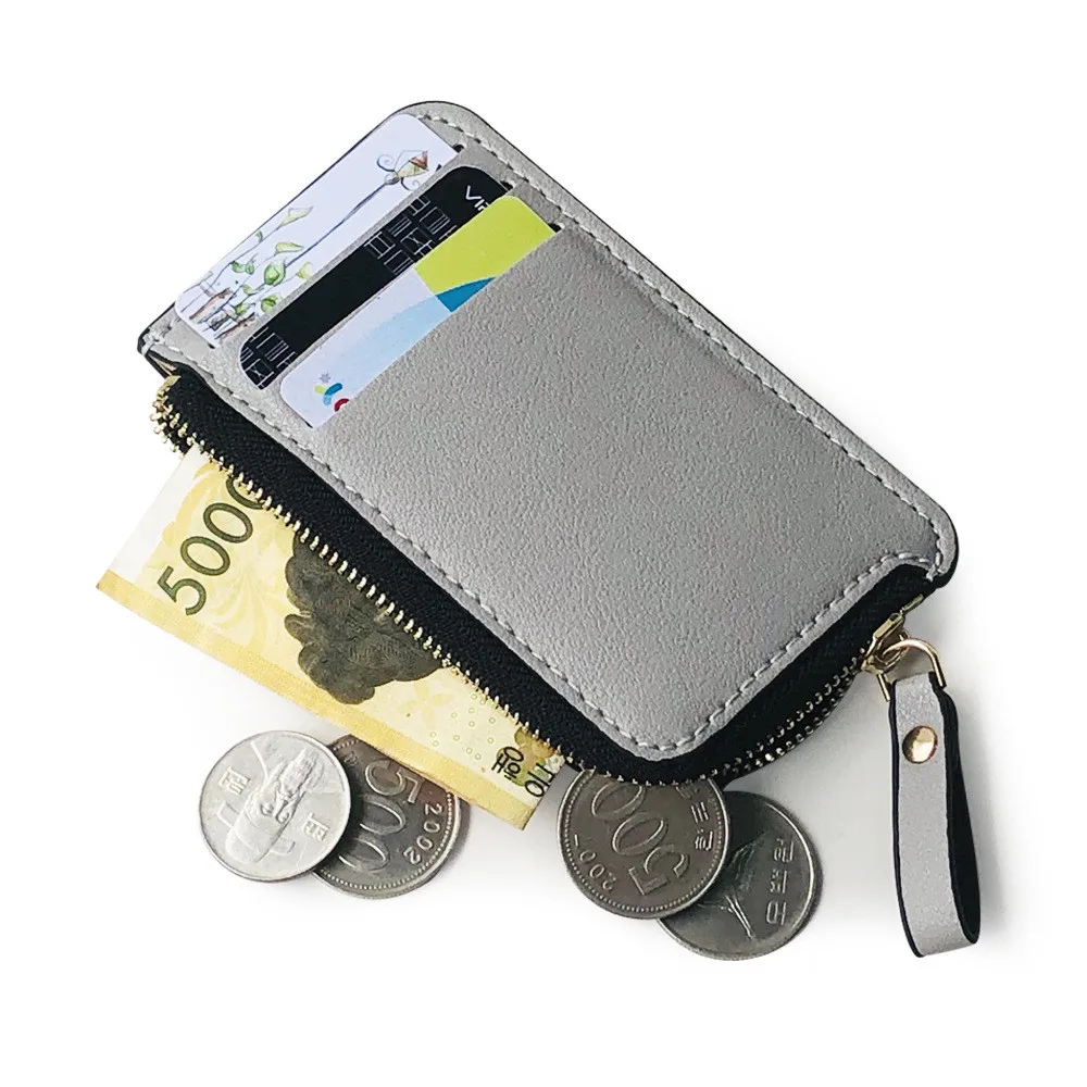 

Men'S Leather Small Wallet Credit Card Holder Women Cash Zipper Coin Purse Fashion New Driver's License Cover 12 x 7.5 x 0.5cm