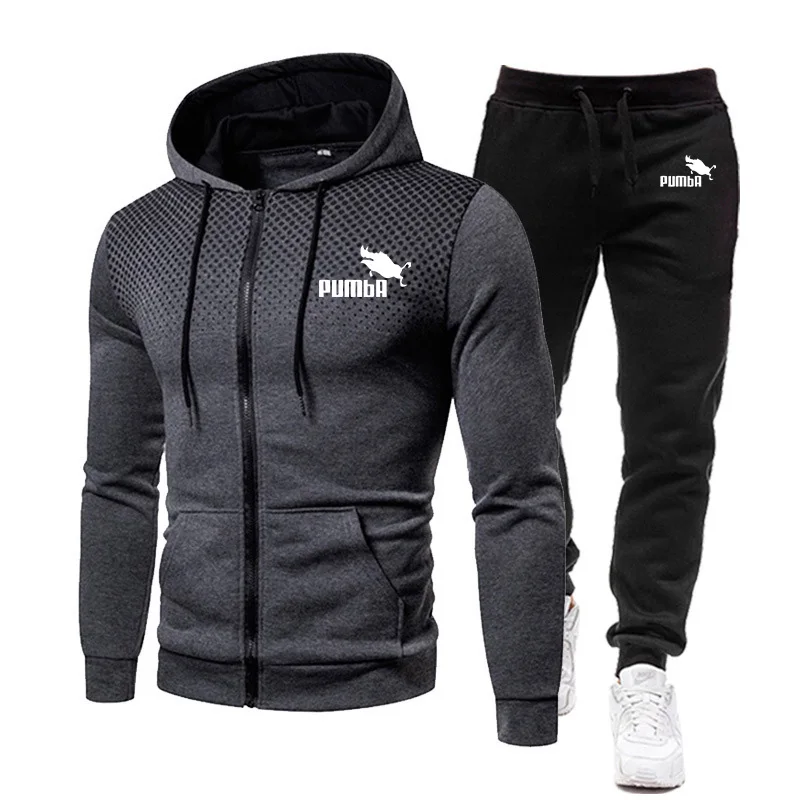 

Autumn Winter Men's Tracksuit Hoodies + Sweatpant 2 Pieces Suits Men Sportswear Running Jogging Fitness Clothes