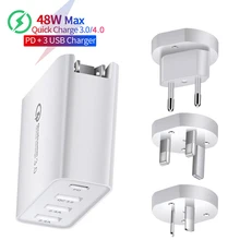 48W Quick Charger PD Type C USB C Charger for iPhone 7 8 Samsung Huawei Tablet Fast Wall Charger QC 3.0 US EU UK AU Plug Adapter
