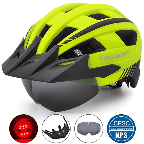 Yellow Helmet Victgoal MTB велосипедный шлем для мужчин дышащие велосипедные шлемы светодиодный светильник солнцезащитный козырек поляризационные очки дорожный горный велосипед шлем - Цвет: Yellow Helmet
