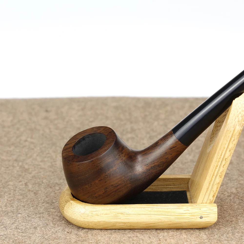 

New 17cm Long Smoking Pipe 3mm Metal Filter Ebony Wood Pipe Handmade Bent Tobacco Pipe Wooden Smoke Pipe free tools gift set