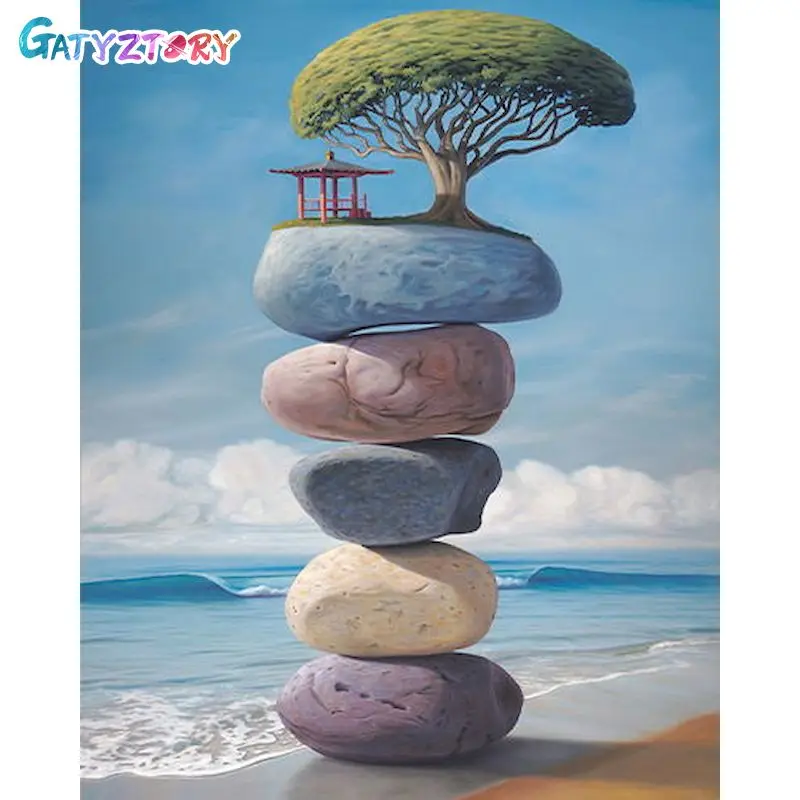 GATYZTORY краска по номерам камень пейзаж акриловая рандомная для домашнего декора