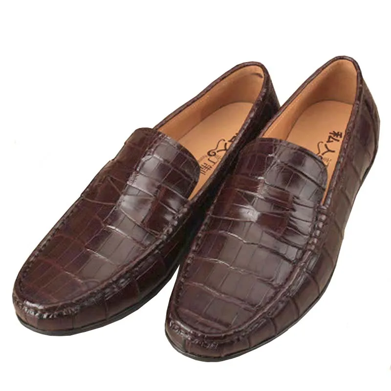 

ourui true crocodile leather male shoes leisure men doug shoes brown Genuine leather Set foot Men's shoes