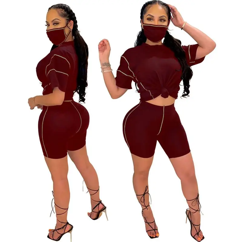 

HAOYUAN Two Piece Set Summer Outfits for Women Tracksuit Lounge Matching Sets Short Sleeve Top Biker Shorts 2 Piece Sweat Suits