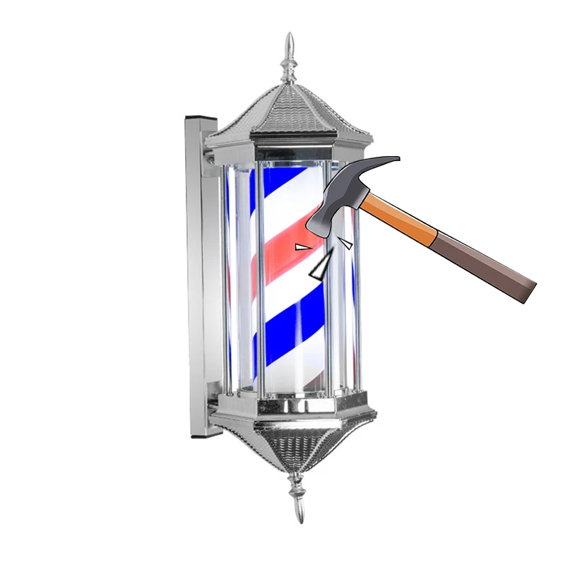 

Waterproof LED Barber Shop Pole Rotating Light Stripes Sign Hair Salon Red White Blue Black Hair Wall Hanging Lamp LED Downlight