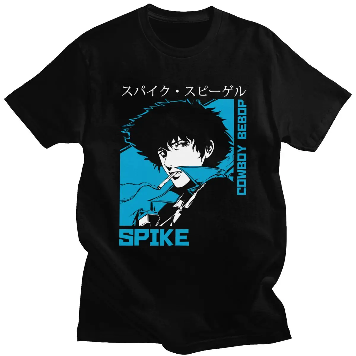 Классическая 90s аниме ковбой Bebop Футболка мужская короткий рукав Спайк Шпигель графическая футболка Чистый
