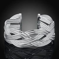 925 free shipping sterling silver bangle bracelet 925 silver fashion jewelry big weaved bangle aflaiwsa ainaizua
