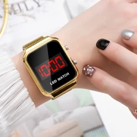 montre femme womens watches luxury electronic watch led big display screen stainless steel strap fashion rose gold clock gift