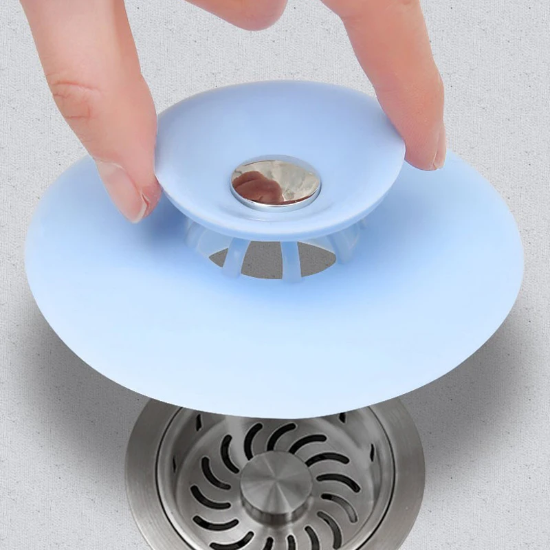 

Sink Drain Stopper Silicone Strainer Shower Kitchen Press Type Floor Drain Odor Proof Cover Water Stopper Rubber Deodorant Plug