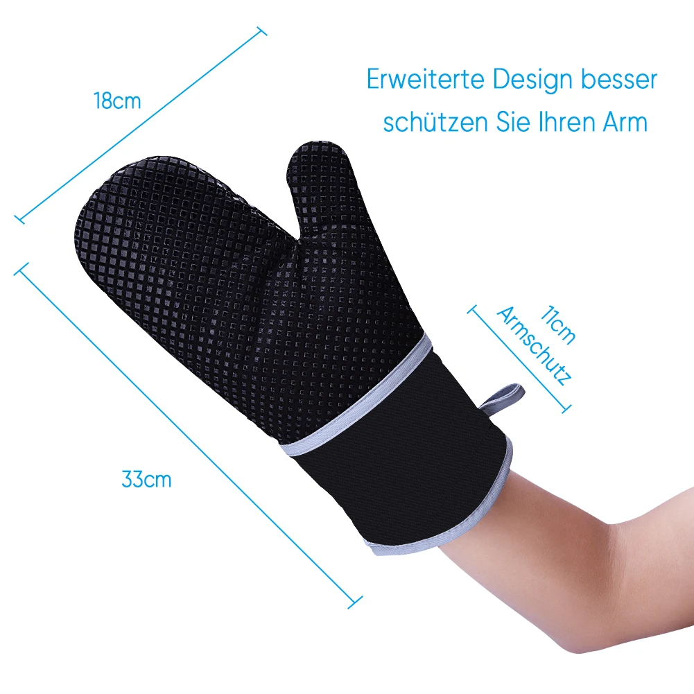 

Heat Resistant BBQ Gloves Cooking Baking Barbecue Oven Gloves Thick Silicone Grill Kitchen Mitts Hand Protect Gloves BBQ Tool