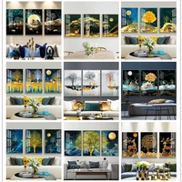 3 pcsset diy oil painting by numbers triptych pictures coloring landscape abstract paint wall sticker home decor