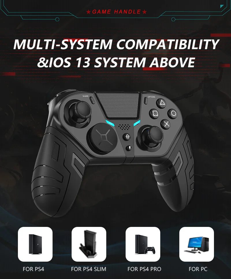 Для PS4 геймпад bluetooth Беспроводной ручка для игровой контроллер RGB светодиодный