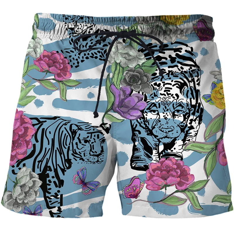 Summer Man's Beach Shorts Swim Sports Pants Jungle Tiger 3D Print Man Galaxy Surfing Short Breathable Male Surf Board Swimsuit