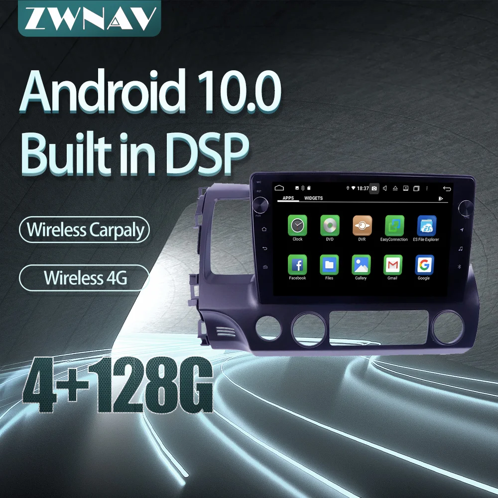 

For honda Civic 2006-2012 Car radio player Android 10 PX6 64GB GPS Navigation Multimedia Player Radio