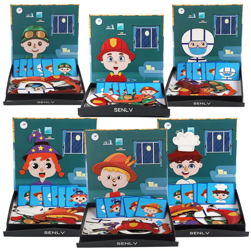 

Kids Children's Magnetic Puzzle Traffic Change Face Baby Early Education Educational Toys Variety Creative Magnetic Game